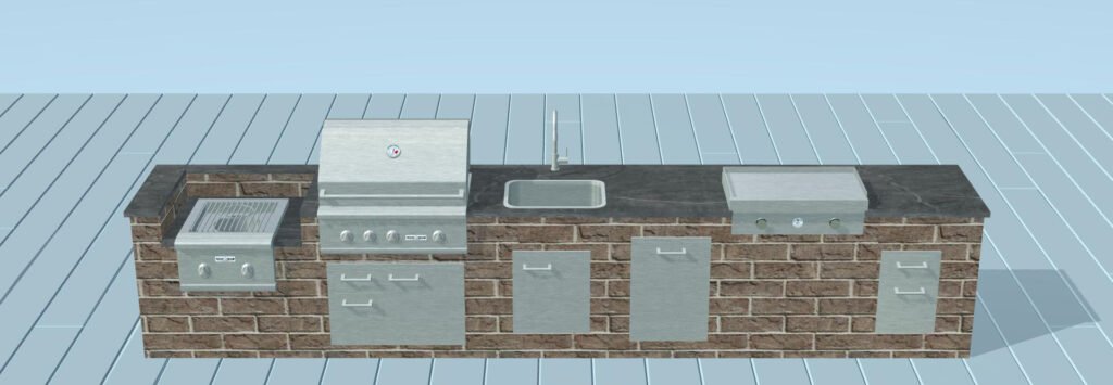 Rendering for 15&#039; Outdoor Kitchen Island