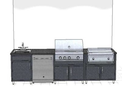 10-ft Graphite Galley w/ sink, fridge, grill & griddle (design)
