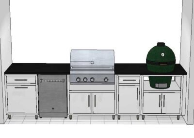13-ft White w/ Delta 32″ grill, fridge & BGE (design)