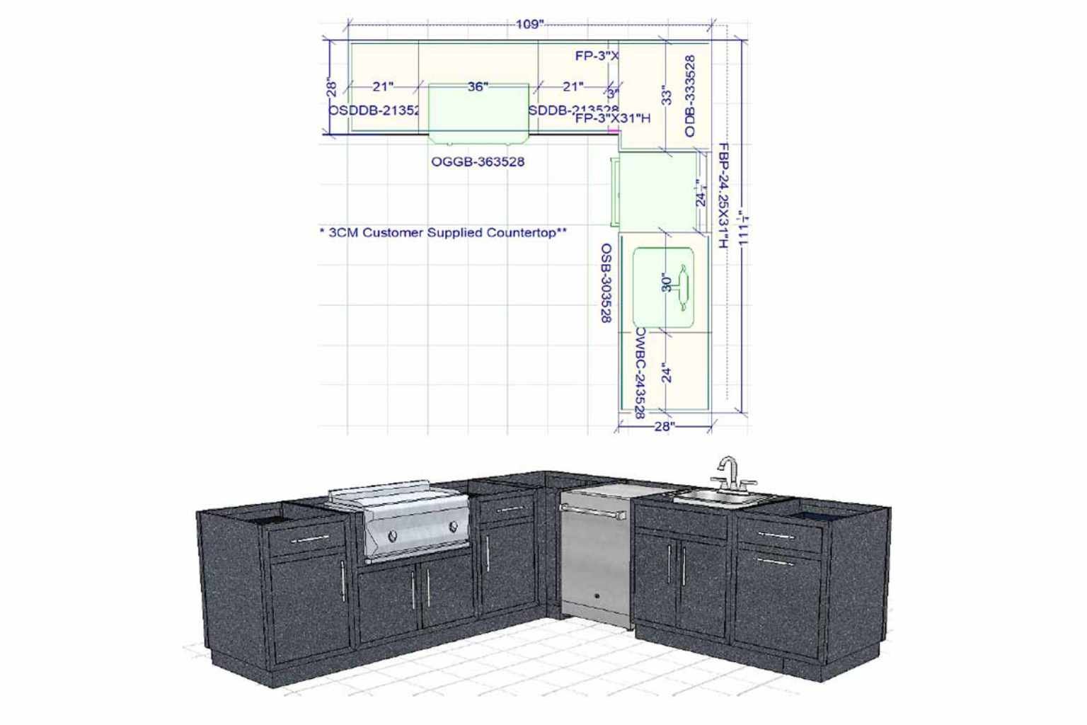 GraphiteLShapedStandardTwinEagles30GrillDESIGN