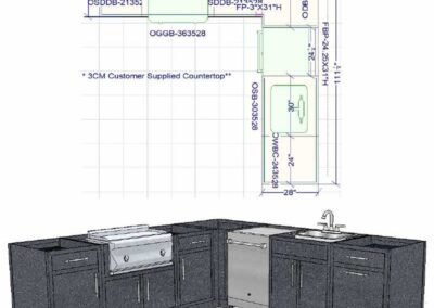 Graphite L-shape, Standard doors, Twin Eagles 30″ grill (design)