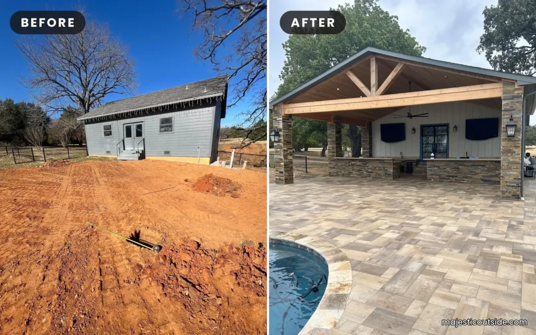 Pool House Outdoor Kitchen Before and After in North Texas