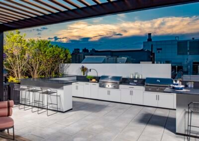 NYC multi-family outdoor kitchen, East 13th St, New York – Danver Metallic Bronze Matte. Builder: Danver Outdoor Kitchens