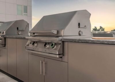 Revere, MA rooftop outdoor kitchen, 1219 Ocean Ave – Danver stainless steel cabinetry. Builder: Danver Outdoor Kitchens